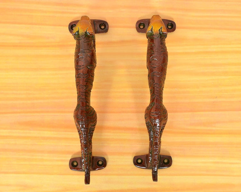Brass Jaguar Shaped Door Handle (Pack of 2) (Height : 7.5 inch)