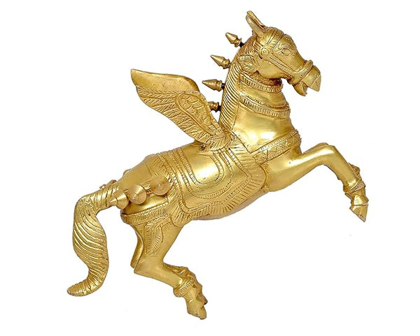 Brass Winged Flying Horse Statue Brass Uplifted Legs Horse Standing Horse for Home Decor Decoration(Height: 9 Inch)