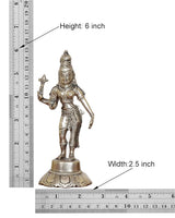 Brass Ardhanarishvara statue height 6 inch, width 2.5 inch, standing deity with trident