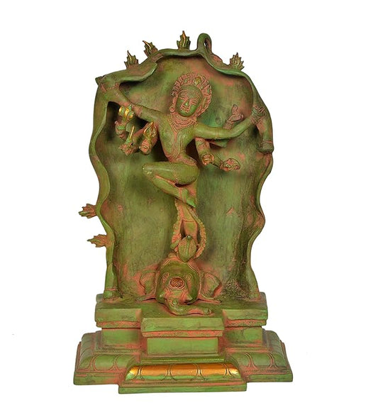 Brass Shiva Statue for Home Decor Standing On Ganesha Head in Rage Form | Multicolor | Nataraja Statue| Height : 10 Inches