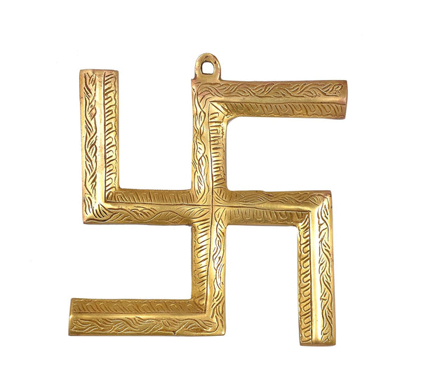 Brass Swastik Wall Hanging (Height:8 Inch) Entryway Setting
