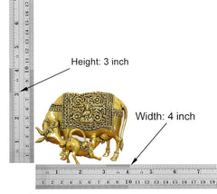 Brass cow with calf figurine dimensions: Height 3 in, Width 4 in