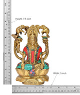 Brass Lakshmi with elephants figurine, height 7.5 in; width 5 in