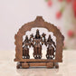 Copper Vishnu Shridevi and Bhudevi Statue for Home Temple Office Mandir, (Height: 4 Inch)