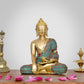 Brass Dhyan Mudra Buddha Statue Handcrafted Spiritual Decor for Home and Office Decor Meditating Buddha Idol (Height 7.5 Inch)