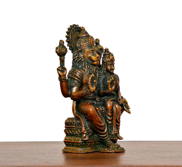 Superfine Brass Lakshmi Narasimha Statue (Height: 4 Inch) Study Setting