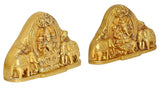 Brass Lakshmi-Ganesh idol, opposite side angle view, 4.5 inch