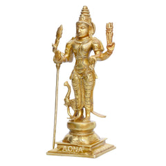 Brass Gold Kumar Kartikeya Statue (Height: 12 Inches)
