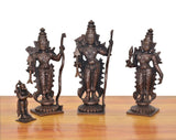 Copper Ram Darbar statue set front view: Ram, Sita, Lakshman, Hanuman on pedestals