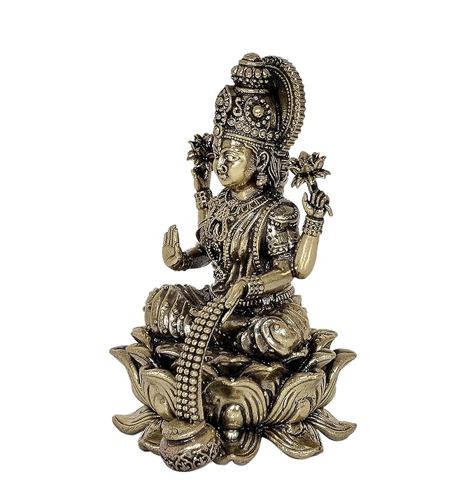 Fine Bronze Lakshmi Laxmi Statue Idol Murti for Home Temple Office Mandir, (Height: 4 Inch)