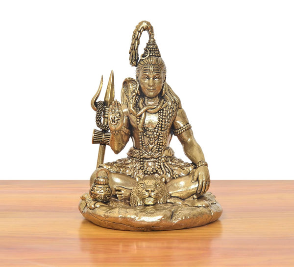 Superfine Brass Lord Shiva in Blessing Posture Statue (Height: 5.5 Inches) Entryway Setting