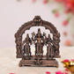 Copper Vishnu Shridevi and Bhudevi Statue for Home Temple Office Mandir, (Height: 4 Inch)