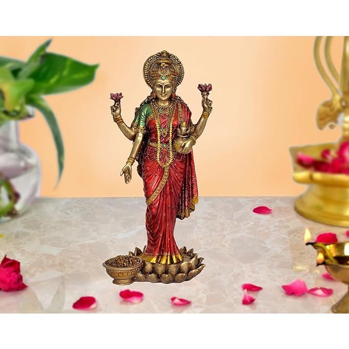 Goddess Lakshmi in Resin Idol Statue Murti, Height : 10 inches