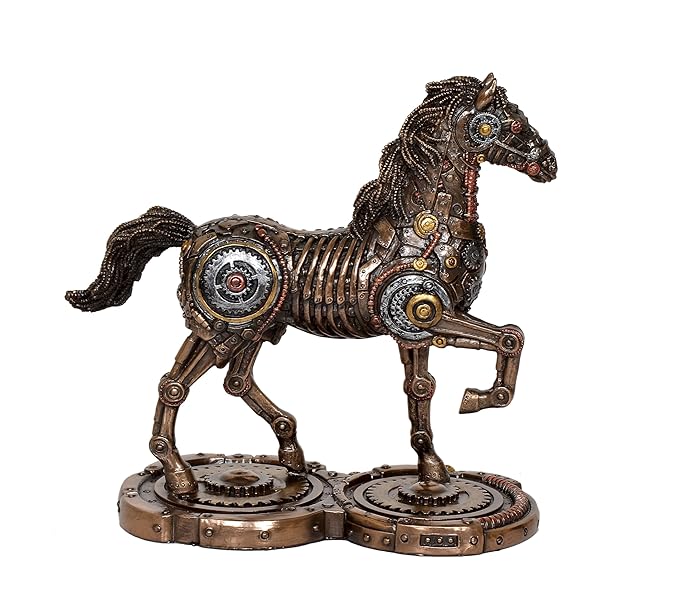 Resin Steampunk Horse Gait Statue Cold Cast & Resin Sculpture for Home Decor (Height: 9 Inches)