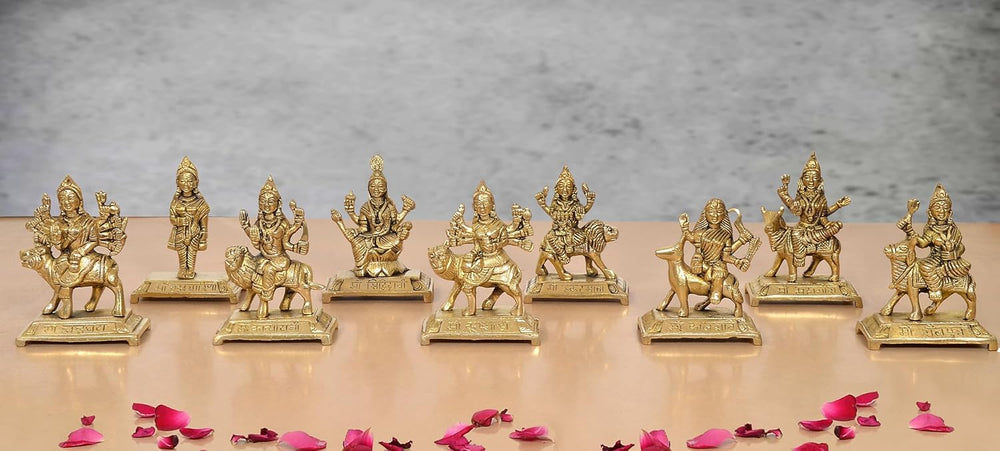 Brass Navdurga Idol (Height: 4.5 Inch)