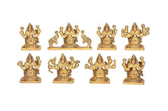 Astha Lakshmi Devi idols, gold tone, grid layout of eight seated poses