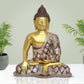 Brass Dhyan Mudra Buddha Statue - Handcrafted Spiritual Decor for Home and Office Decor - Meditating Buddha Idol (Height 17 Inch)