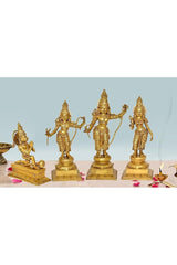 Golden brass Ram Darbar statue set: Ram, Sita, Lakshman and Hanuman, 23 in