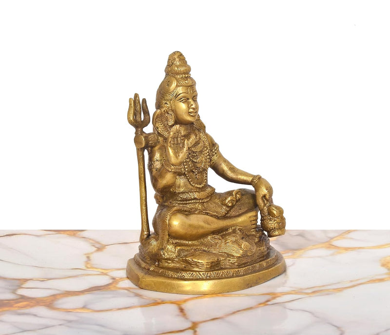Brass Lord Shiva in Blessing Posture Sculpture (Height:6.5 Inch)