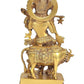 Brass Lord Krishna with Cow Idol Figurine Decorative Showpiece Krishna Idol for Home Office Temple Decor Gift Item Golden Height 13 Inches