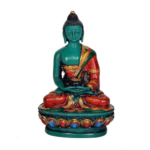 Resin Buddha Idol Statue in Dyaan Murdra (Height: 12 cm) Entryway Setting