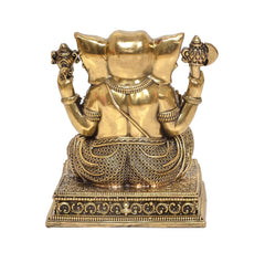 Superfine Brass Lord Ganesha Statue – Ganesh Ji, Vinayak, Ganapati Bappa Murti for Home Temple, Mandir, Office Décor & Pooja (Height: 5 Inches)