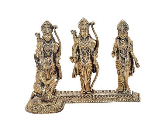 Bronze Ram Darbar with Sita Lakshman Hanuman Bronze Finish Statue, for Home Decor Pooja Mandir (Height 6 inch)