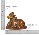 Brass Nandi bull statue with size labels: Height 4.5 inch, Width 5.5 inch