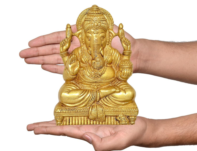 Brass Ganesha Wall Hanging for Home Decor Diwali Gifts,Diwali, for Pooja,Temple Decor (Height 7 Inch)