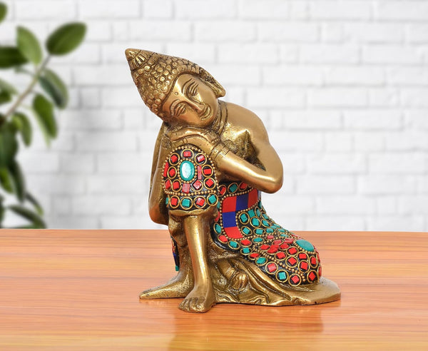 Brass Buddha Idol Sitting (Height: 5.5 inch)