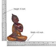 6-inch brass meditating Buddha statue with width and height measurements