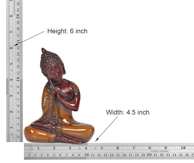 Brass Dhyan Mudra Buddha Statue Handcrafted Spiritual Decor for Home Decor and Office Decor Meditating Buddha Idol (Height 6 Inch)