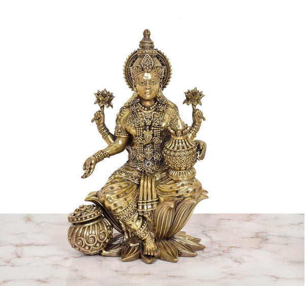 Superfine Brass Goddess Lakshmi Idol (Height: 10 Inch) Study Setting