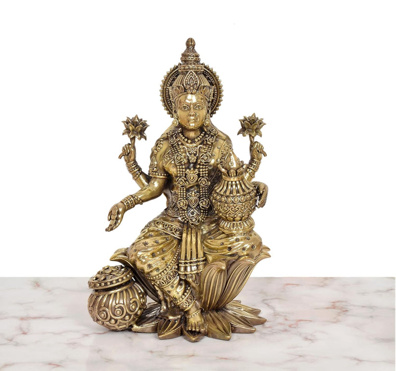 Bronze Goddess Lakshmi Idol (Height: 10 Inch)