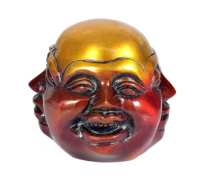 Brass 4 Face Buddha Showpiece (Height: 4.5 Inches)