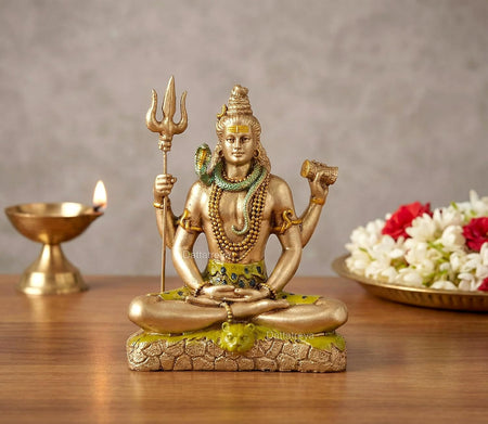 Resin Lord Shiva Sculpture for Car Dashboard (Height : 6 Inch)