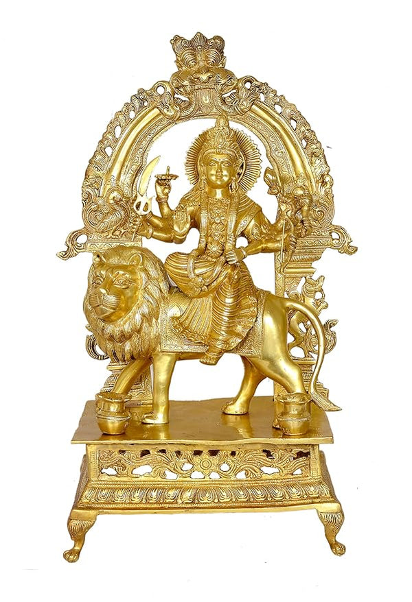 Brass Durga Statue Idol with Frame (Height : 27 Inches) Entryway Setting