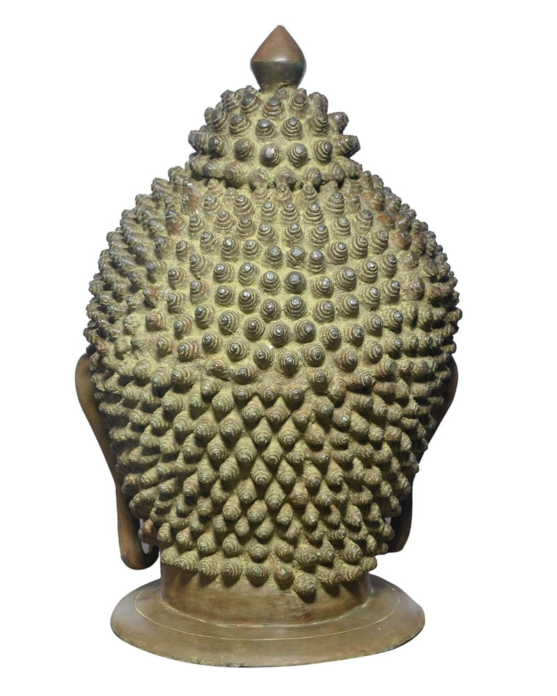 Brass Buddha Head Statue for Table Decor Living Room Home Decor and Office (Height: 29 Inch)