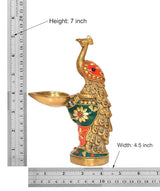 Brass peacock oil lamp diya, height 7 in and width 4.5 in