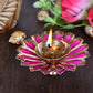 Metal Flower Diya Pink Colour for Home Decor Diya Deepak Deepam Length 3.5 Inch