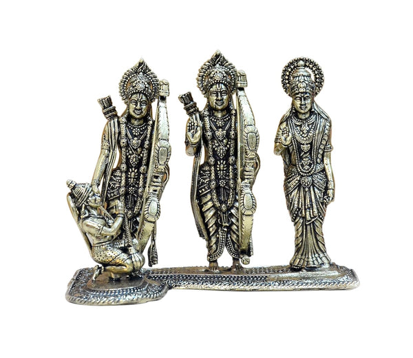 Superfine Brass Ram Darbar with Sita Lakshman Hanuman Bronze Finish Statue, for Home Decor Pooja Mandir (Height 3 inch) Entryway Setting