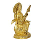 Brass Saraswati Idol On Swan Murti for Temple Home Decor | Height : 9 Inches (Golden)