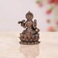 Copper Goddess Saraswati Sitting with Swan Devi of Study Maa Saraswati (Height: 2.5 Inch)