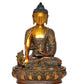 Brass Dhyan Mudra Buddha Statue - Handcrafted Spiritual Decor for Home and Office Decor - Meditating Buddha Idol (Height 12.5 Inch)