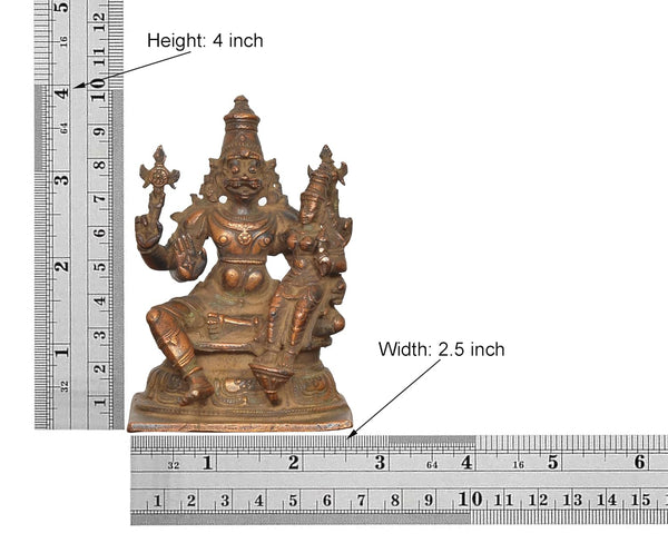 Copper God Lakshmi Narasimhar Idol (Height 4 Inch) Entryway Setting