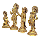 Brass Ram Darbar statue idols on base shown from multiple sides, raised hand poses
