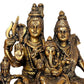 Brass Shiv Parivar Statue Idol On Base Holding Trident for Home Decor | Height : 10 inches