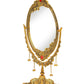 Metal Double Side Table Mirror Gold Plated Frame for Home Decor Room Table Showpiece (Height 8 Inch)