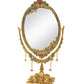 Metal Double Side Table Mirror Gold Plated Frame for Home Decor Room Table Showpiece (Height 8 Inch)