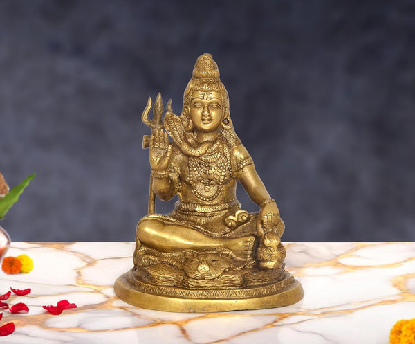 Brass Lord Shiva in Blessing Posture Sculpture (Height:6.5 Inch)